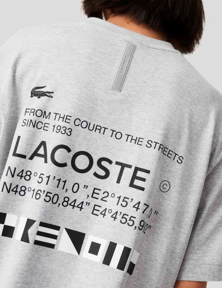 T-shirt LACOSTE loose fit tee argent chine